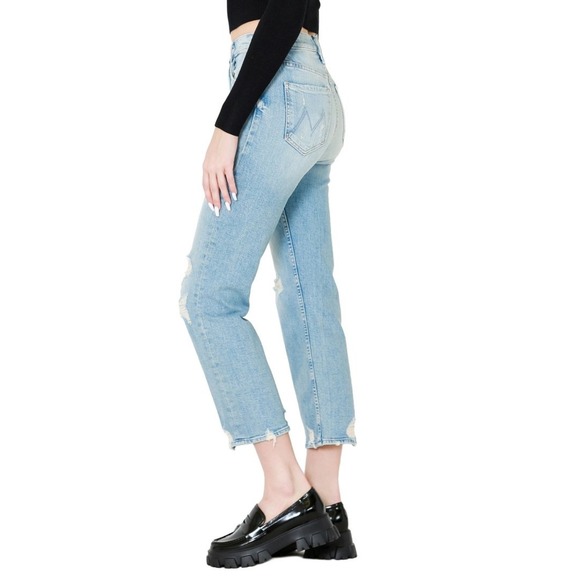 MOTHER Superior‎ The Tomcat Distressed High Rise Straight Leg Jeans 27
